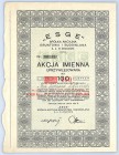 ESGE Spółka Akcyjna Gruntowa i Budowlana, 100 złotych 1927 - Akcja imienna - uprzywilejowana Dawno nie widziany papier wartościowy spółki z Krakowa za...