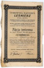 Cukrownia i rafineria LEŚMIERZ S.A., akcja imienna na 3500 złotych 1931 Nieczęsto spotykany walor bardzo dużej cukrowni, której zabudowania do dziś mo...