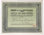 MŁYNOTWÓRNIA Towarzystwo Akcyjne Wytwórni Maszyn Młyńskich, Em.5, 5.000 marek 1922 Fabryka produkująca całe wyposażenie do młynów miała swoją centralę...