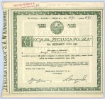 ŻEGLUGA POLSKA, Em.III, Seria B, 5 x 140 marek 1921 - rzadka emisja 'Żegluga Polska' z siedzibą w Krakowie była spółką zarządzającą flotą wiślaną i ni...