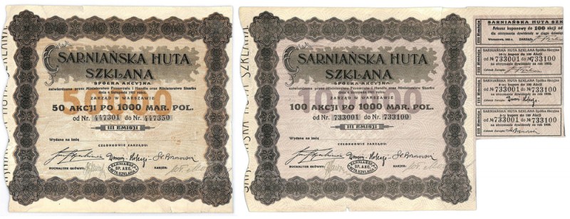 Sarniańska Huta Szklana SA, Zestaw (2 szt.) Huta w Sarnach na Kresach prawdopodo...