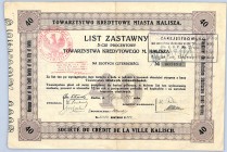5% List Zastawny Towarzystwa Kredytowego w Kaliszu na 40 złotych 1925 

 Poland BONDS AND SHARES Bonds Poland