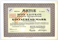 Wustegiersdorf, Meyer Kauffmann Textilwerke, 1000 mark / 160 Reichsmark 1922 

 Poland BONDS AND SHARES Foreign shares Germany Russia
