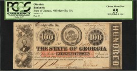 Georgia

Milledgeville, Georgia. State of Georgia. 1863. $100. PCGS Currency Choice About New 55.

Good penned details remain on this Choice About...