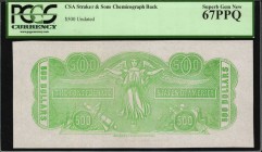 Confederate Currency

Lot of (3) Confederate Currency. CSA Straker & Sons Chemicograph Backs. $5, $20 & $500. PCGS Currency Superb Gem New 67 PPQ to...