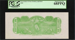 Confederate Currency

Lot of (3) Confederate Currency. CSA Straker & Sons Chemicograph Backs. $10, $50 & $500. PCGS Currency Gem New 66 PPQ & Superb...
