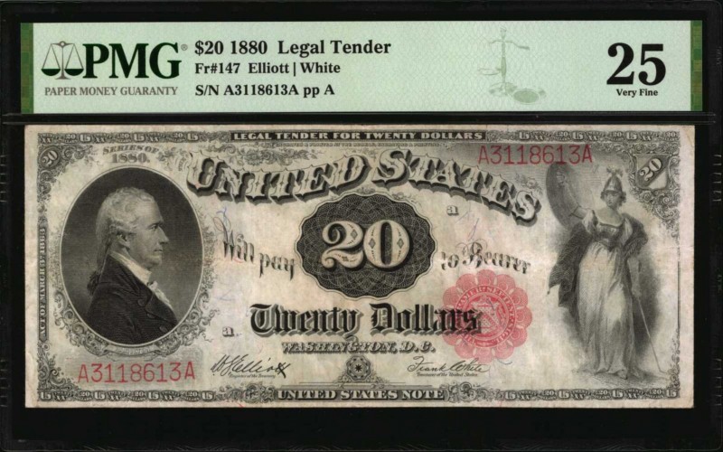Legal Tender Notes

Fr. 147. 1880 $20 Legal Tender Note. PMG Very Fine 25.

...