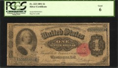 Silver Certificates

Fr. 223. 1891 $1 Silver Certificate. PCGS Currency Good 6.

A Good example of this Martha Washington Silver Certificate.

E...