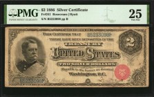 Silver Certificates

Fr. 241. 1886 $2 Silver Certificate. PMG Very Fine 25.

A scarcer signature combination is found on this Very Fine Silver Cer...