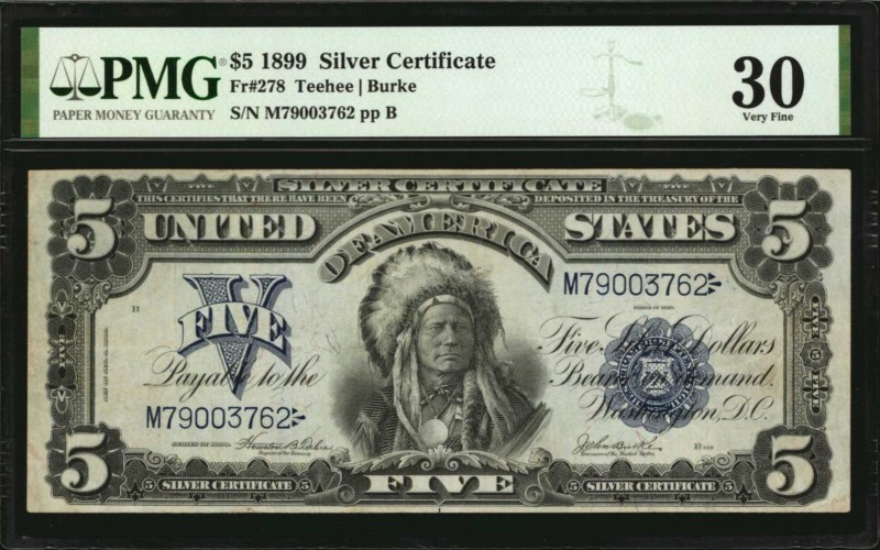 Silver Certificates

Fr. 278. 1899 $5 Silver Certificate. PMG Very Fine 30.
...