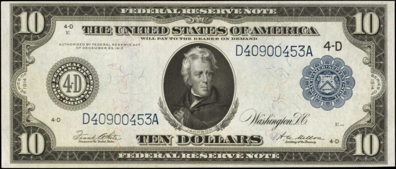 Federal Reserve Notes

Fr. 919b. 1914 $10 Federal Reserve Note. Cleveland. Cho...