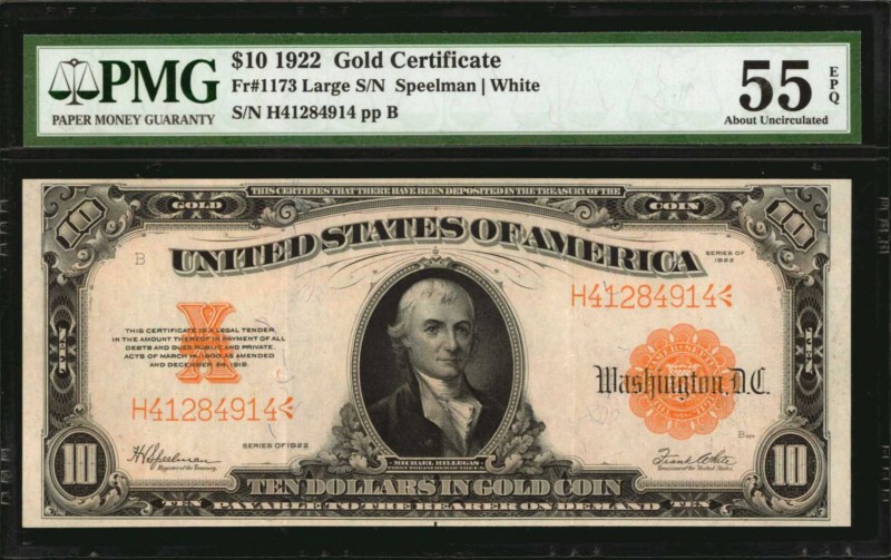 Gold Certificates

Fr. 1173. 1922 $10 Gold Certificate. PMG About Uncirculated...