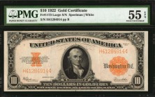 Gold Certificates

Fr. 1173. 1922 $10 Gold Certificate. PMG About Uncirculated 55 EPQ.

Large serial number variety. Found with PMG's coveted EPQ ...