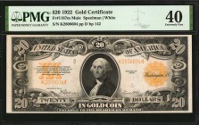 Gold Certificates

Fr. 1187m. 1922 $20 Gold Certificate Mule Note. PMG Extremely Fine 40.

John Burke Back Plate #142. A mid-grade example of this...