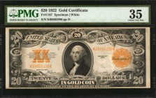 Gold Certificates

Fr. 1187. 1922 $20 Gold Certificate. PMG Choice Very Fine 35.

An appealing mid-grade example of this $20 Gold Certificate.

...