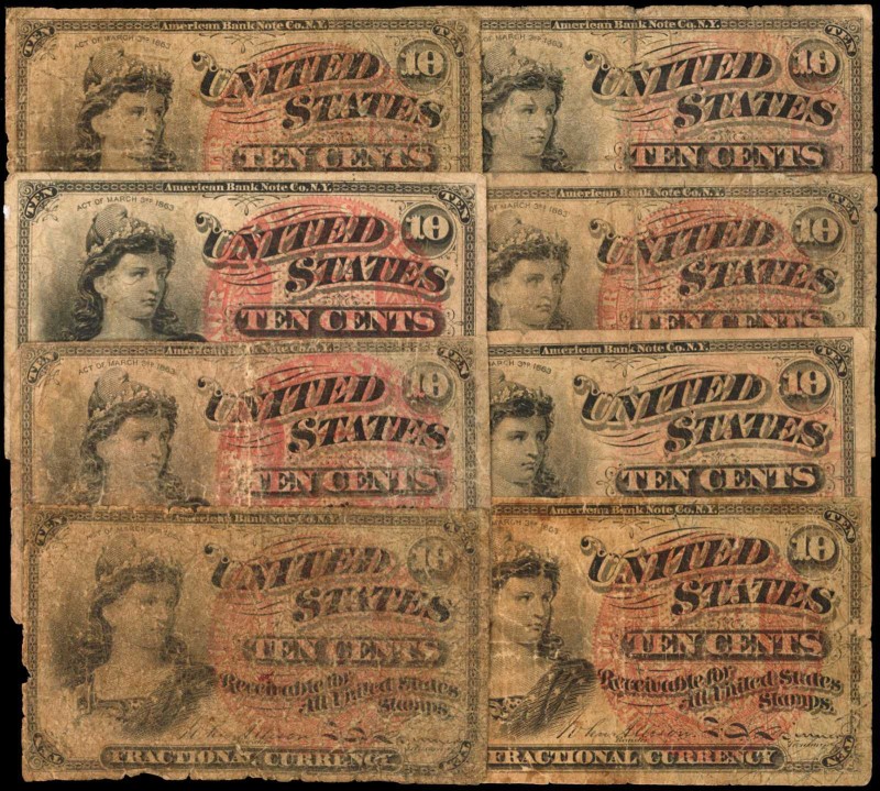 Fourth Issue

Lot of (8) Fr. 1258 & 1261. 10 Cents. Fourth Issue. Very Good to...