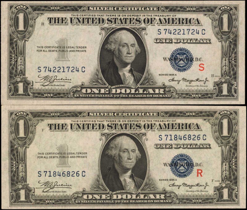 Silver Certificates

Lot of (2) Fr. 1609 & 1610. 1935A $1 (R) & (S) Experiment...
