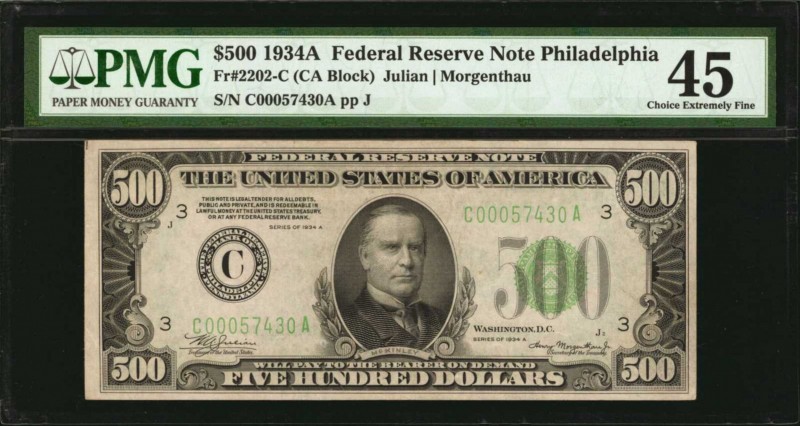 Federal Reserve Notes

Fr. 2202-C. 1934A $500 Federal Reserve Note. Philadelph...