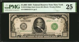 Federal Reserve Notes

Fr. 2210-Bdgs. 1928 $1000 Federal Reserve Note. New York. PMG Very Fine 25.

Dark green seal. A scarcer 1928 series $1000, ...
