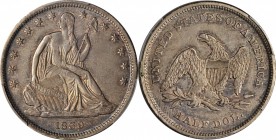 Liberty Seated Half Dollar

1839 Liberty Seated Half Dollar. Drapery. WB-6. Rarity-3. Middle Die State. Repunched Date. EF Details--Rim Repaired (PC...