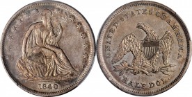 Liberty Seated Half Dollar

1840 Liberty Seated Half Dollar. WB-1. Rarity-2. Small Letters (a.k.a. Reverse of 1839). Repunched Date. EF-45 (PCGS).
...