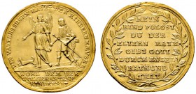 Augsburg, Stadt
Goldmedaille im Doppeldukatengewicht o.J. (um 1700) von P.H. Müller (unsigniert), auf die Kinder­zucht. Tobias wird von einem Engel g...