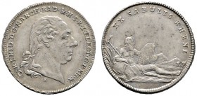 Baden-Durlach
Karl Friedrich 1746-1811
Silber-PROBE vom Rheingolddukat o.J. (1805) -Mannheim-. Kopf nach rechts, darunter die Signatur B des Stempel...