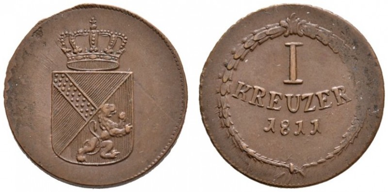 Baden-Durlach
Karl Friedrich 1746-1811
Cu-Kreuzer 1811. AKS 21, J. 7.
seltene...