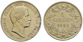 Baden-Durlach
Friedrich I. 1852-1907
Gulden 1856. Mit Titulatur Prinz und Regent. AKS 117, J. 69.
feine Patina, winzige Kratzer, vorzüglich-prägefr...