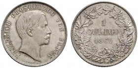 Baden-Durlach
Friedrich I. 1852-1907
Gulden 1860. AKS 125, J. 76.
feine Tönung, vorzüglich-Stempelglanz