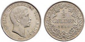 Baden-Durlach
Friedrich I. 1852-1907
1/2 Gulden 1860. AKS 126, J. 75a.
Prachtexemplar, fast Stempelglanz