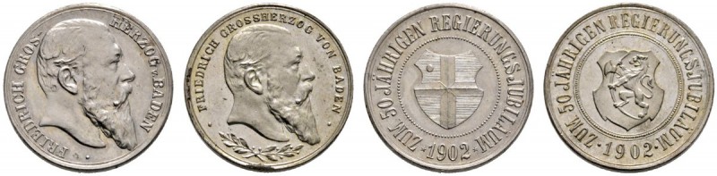Baden-Durlach
Friedrich I. 1852-1907
Set von 2 jetonartigen Medaillen aus vers...