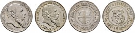 Baden-Durlach
Friedrich I. 1852-1907
Set von 2 jetonartigen Medaillen aus versilberter Bronze 1902 von R. Mayer, auf das 50-jährige Regierungsjubilä...