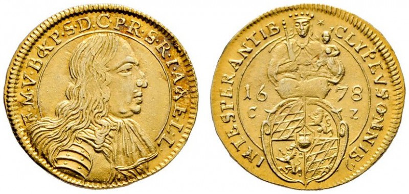 Bayern
Ferdinand Maria 1651-1679
Goldgulden 1678 -München-. Brustbild im Harni...
