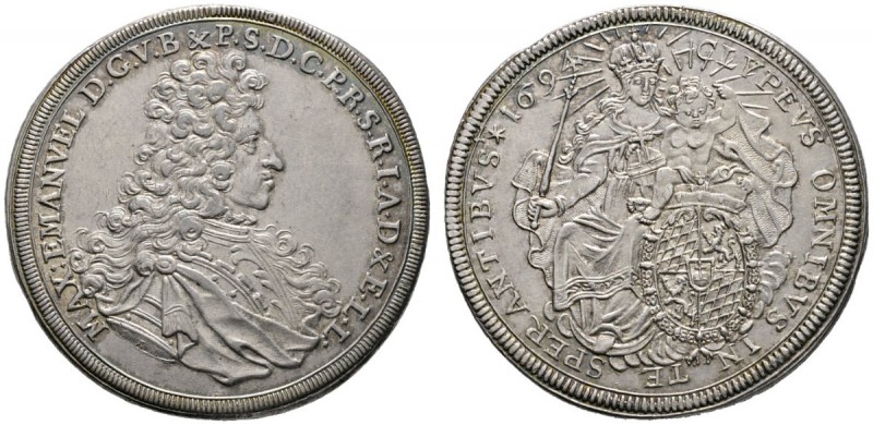 Bayern
Maximilian II. Emanuel 1679-1726
Taler 1694 -München-. Geharnischtes Br...