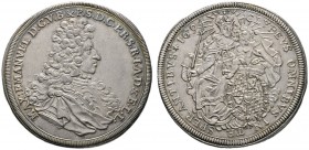 Bayern
Maximilian II. Emanuel 1679-1726
Taler 1694 -München-. Geharnischtes Brustbild mit Allonge­perücke nach rechts / Madonna mit dem Kinde throne...