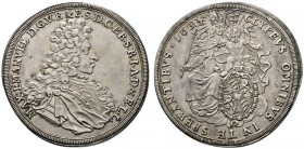 Bayern
Maximilian II. Emanuel 1679-1726
Taler 1694 -München-. Ähnlich wie vorher, jedoch Variante mit Kreuz vor der Jahreszahl. Hahn 199, Dav. 6099,...