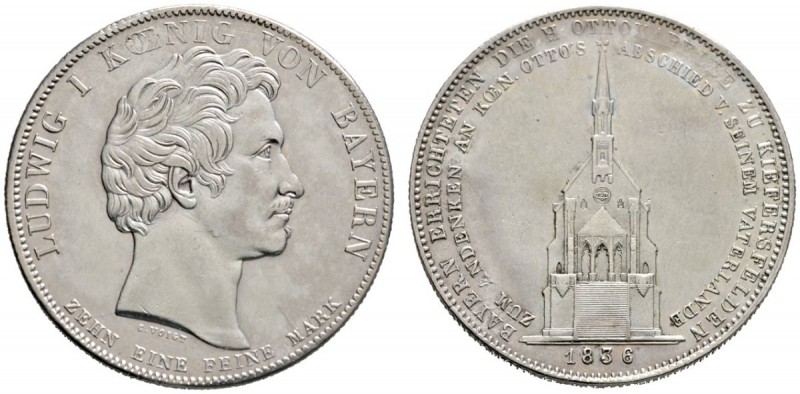Bayern
Ludwig I. 1825-1848
Geschichtstaler 1836. Ottokapelle Kiefersfelden. AK...