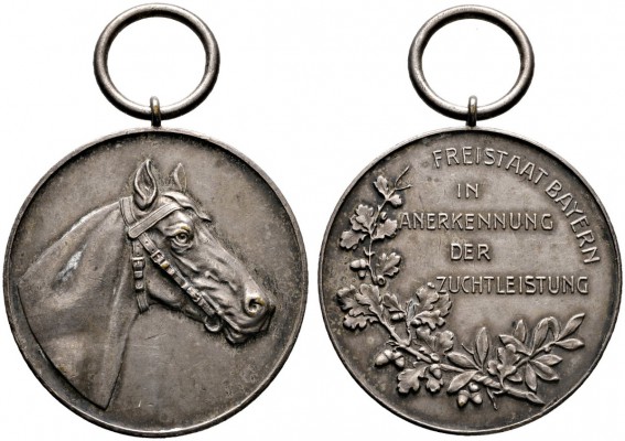 Bayern
Freistaat 1918-1933
Tragbare, versilberte Bronzemedaille o.J. unsignier...