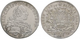 Brandenburg-Bayreuth
Friedrich Christian 1763-1769
Konventionstaler 1766 -Bayreuth-. Brustbild nach rechts / Gekrönter Wappenschild auf verzierter K...
