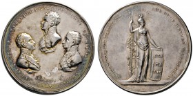 Brandenburg-Preußen
Friedrich Wilhelm II. 1786-1797
Silberne Steckmedaille o.J. (1814) von Th. Stettner (Nürnberg), auf die Befreiung Deutschlands v...