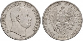 Brandenburg-Preußen
Wilhelm I. 1861-1888
Doppelter Vereinstaler 1867 C. AKS 96, J. 97, Thun 269, Kahnt 392.
minimale Kratzer, leicht berieben, sehr...