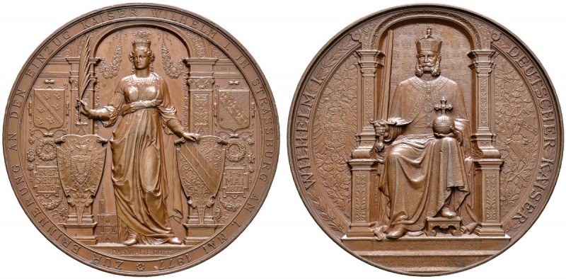 Brandenburg-Preußen
Wilhelm I. 1861-1888
Bronzemedaille 1877 von K. Schwenzer,...