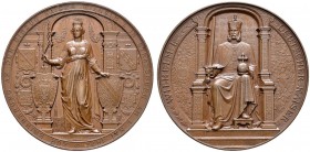 Brandenburg-Preußen
Wilhelm I. 1861-1888
Bronzemedaille 1877 von K. Schwenzer, auf den Einzug des Kaisers in Straßburg. Wilhelm I. im Kaiserornat mi...