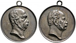 Brandenburg-Preußen
Wilhelm I. 1861-1888
Tragbare, mattierte Silbermedaille o.J. unsigniert. Büste des Königs nach rechts / Büste des Reichs­kanzler...