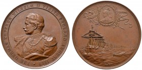 Brandenburg-Preußen
Wilhelm II. 1888-1918
Bronzemedaille 1889 von Lauer, auf seinen Besuch bei der britischen Flotte in Spithead. Brustbild des Kais...
