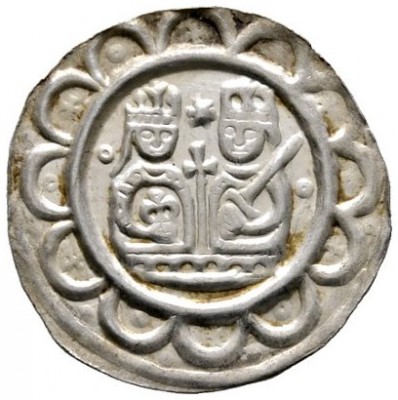 Donauwörth, königliche Münzstätte
Heinrich VI. 1190-1197
Brakteat. Die gekrönt...