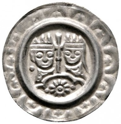 Donauwörth, königliche Münzstätte
Heinrich VI. 1190-1197
Brakteat. Die Brustbi...