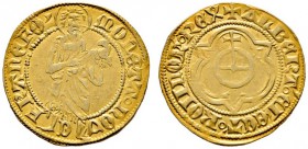 Frankfurt, Reichsmünzstätte
Albrecht II. 1438-1439. Goldgulden o.J. (1438). Johannes der Täufer mit Lamm von vorn stehend, zwischen seinen Füßen ein ...