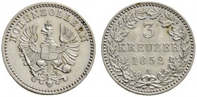 Hohenzollern-Sigmaringen
unter Preußen ab 1849. 3 Kreuzer 1852 A. AKS 23, J. 20, Bahrf. 149.
fast Stempelglanz